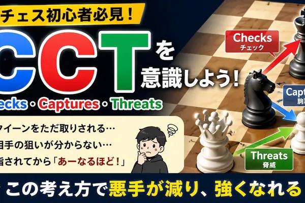 チェス初心者はCCTを覚えよう！1手で強くなる思考法「Checks・Captures・Threats」を解説