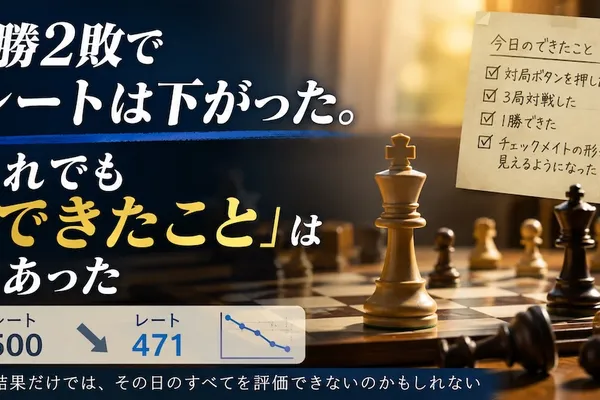 チェス対局は1勝2敗でレートが下がった。それでも「できたこと」はあった