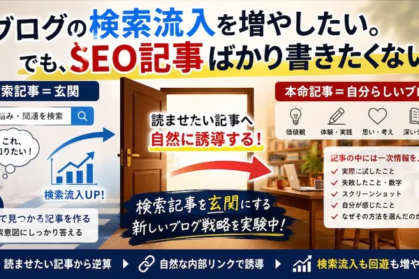 ブログの検索流入を増やしたい。でも、SEO記事ばかり書きたくない。