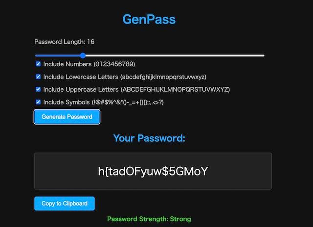 GenPass: 安全なパスワードを1秒で簡単生成！無料で使える便利ツール