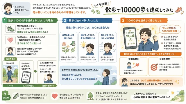【小さな挑戦】散歩で10000歩を達成して気づいたこと